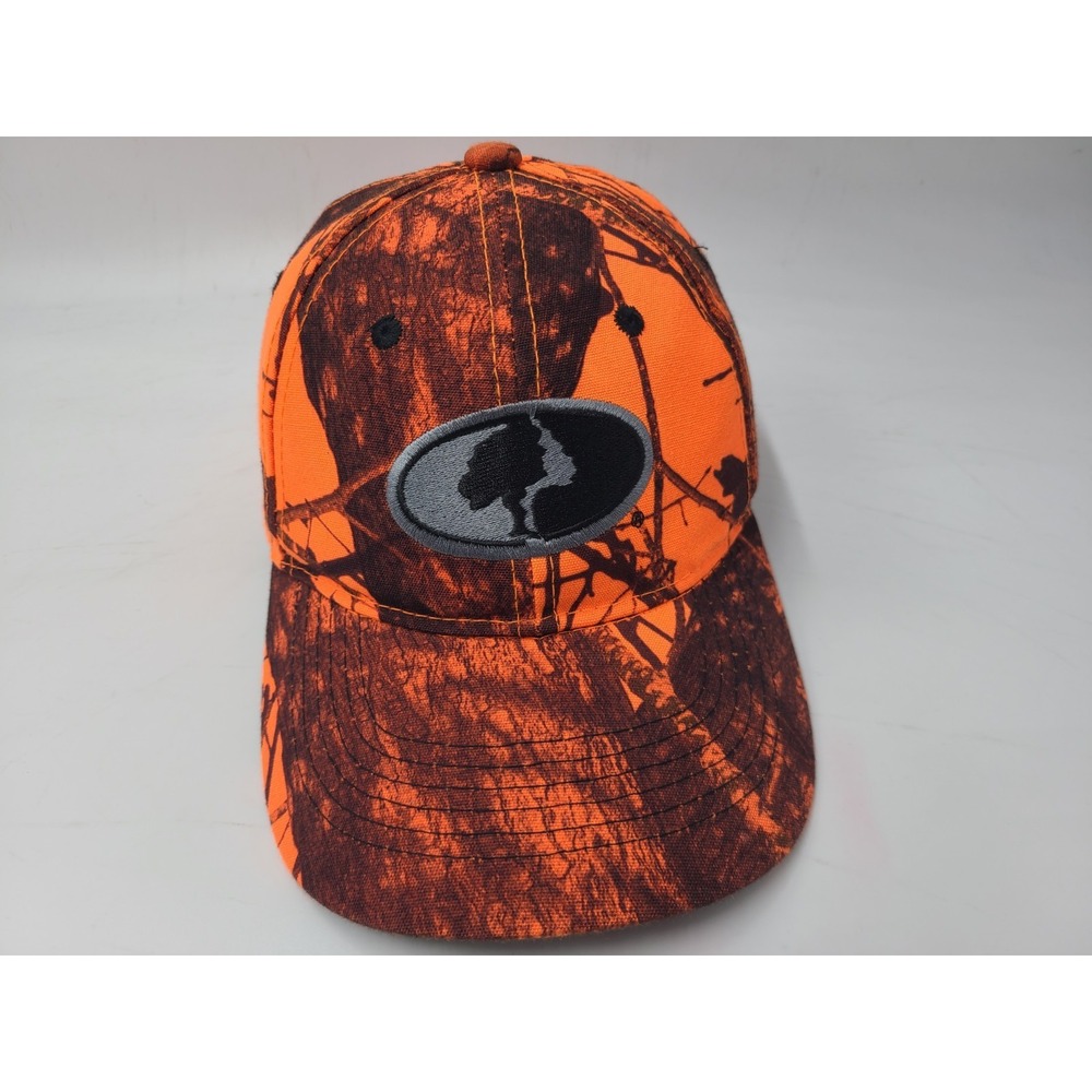 Mossy Oak Blaze Safety Orange Camo Adjustable Hat Cap Hunt Fish Logo Men Women